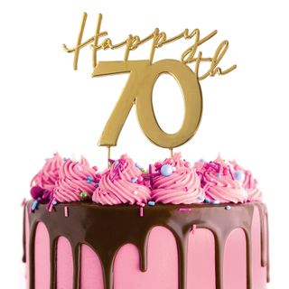 Happy 70th Cake Topper Gold