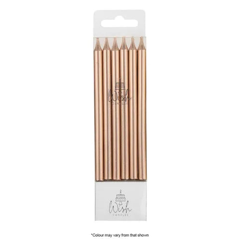 Candles Rose Gold Tall Line Candles12 Pack  with Holders
