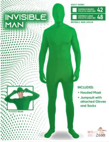 Adult Invisible Man Green Standard Size