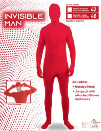 Adult Invisible Man Red Standard Size