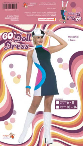 60's Dolls Dress Costume XS/S Sixe 8-10