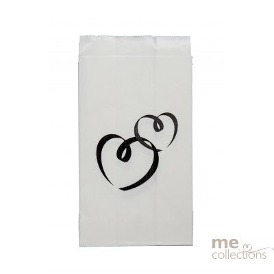 Cake Bag White With Entwined Hearts Pack of 50