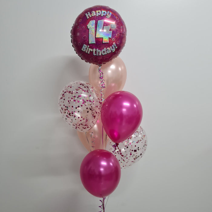 Dazzling Foil 7 Balloon Confetti Bouquet