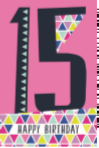 Hot Pink 15th Happy Birthday Card