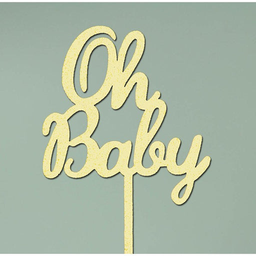 Oh Baby Wood Look Acrylic Cake Topper