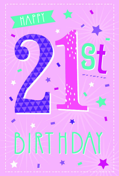 21st Female Aged Confetti Birthday Card