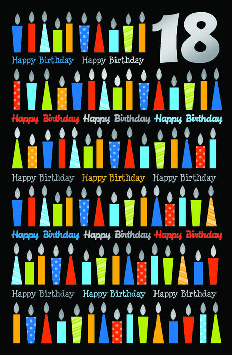 CARD BIRTHDAY AGE 18 MALE CANDLES