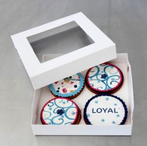 Biscuit Box 6x6x1 Inches With Partial Clear Lid