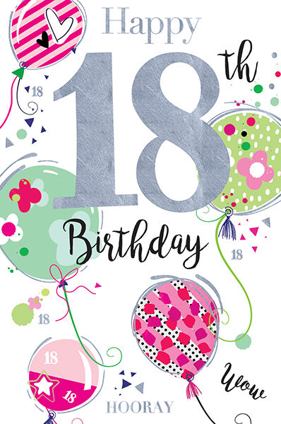 Happy 18th Female Balloons Birthday Card
