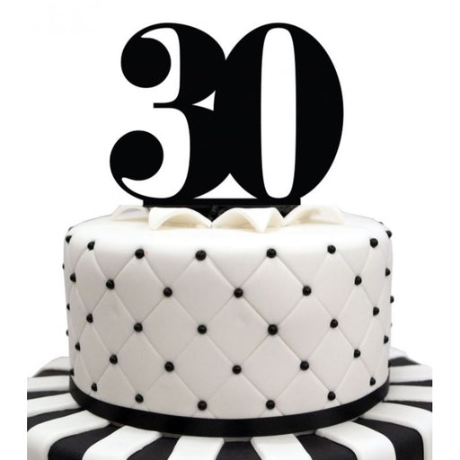 Number 30 Black Acrylic  Cake Topper