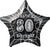 Foil Glitz Star Balloon Black/Silver - Happy 80th Birthday 20"/50.8cm
