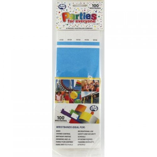 Wristbands Tyvek 100 Pack - Blue