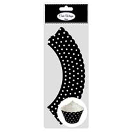 Black Polka Dot Cupcake Wraps (12 Pc)