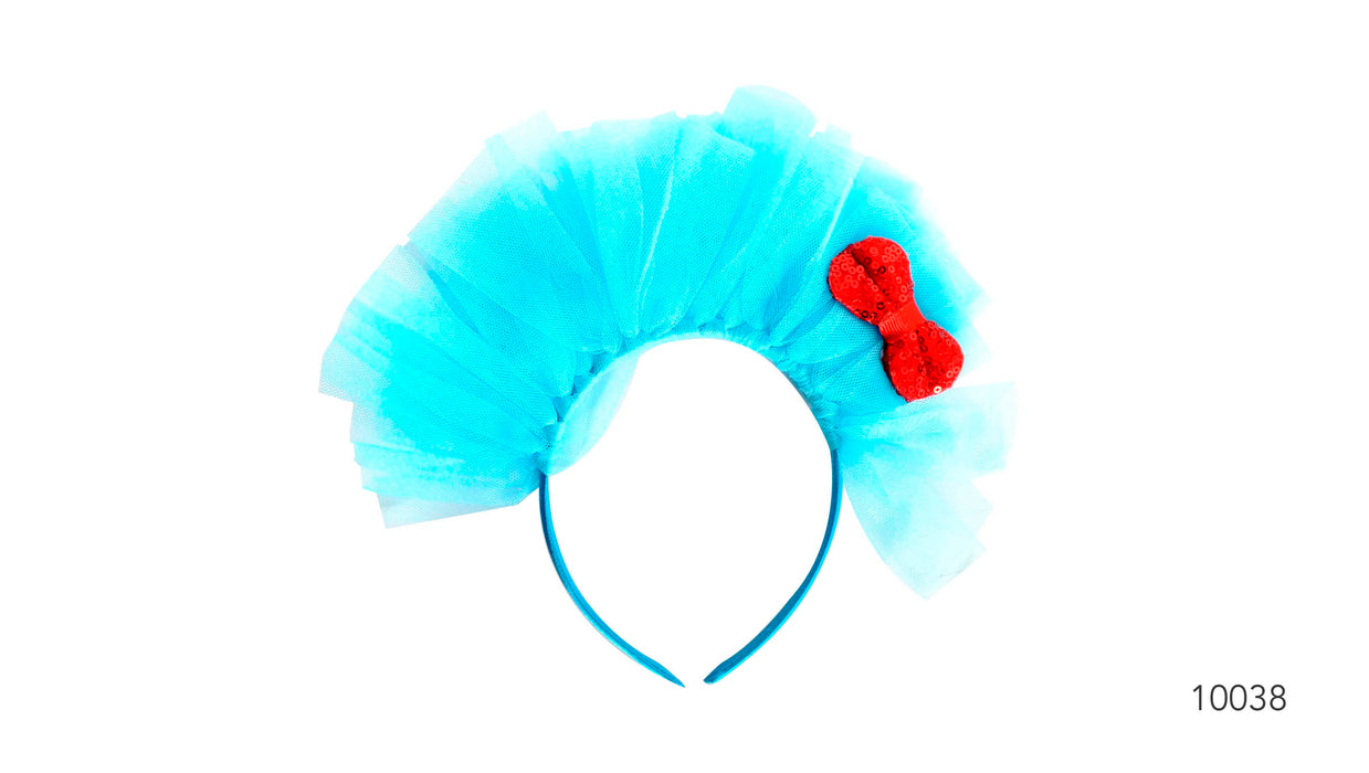 Blue Tulle Bow Headband With Bow
