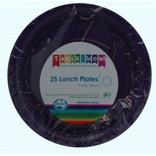 Plastic Lunch Plate 25 Pack - Purple
