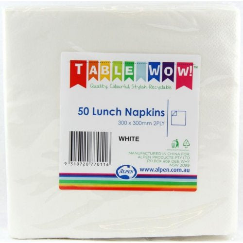Napkins Lunch White 50 Pack