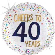 Foil Balloon Cheers To 40 Years Holographic 18''