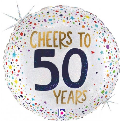 Foil Balloon Cheers To 50 Years Holographic 18''