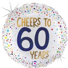Foil Balloon Cheers To 60 Years Holographic 18''