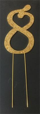 Cake Topper Large Gold Glitter Number 8