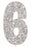 Cake Topper Glitter Silver Number 6