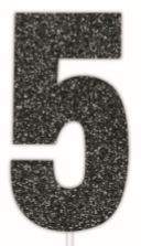 Cake Topper Glitter Black Number 5