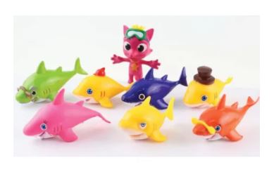 Baby Shark Figurine Cake Topper Set of 8pcs