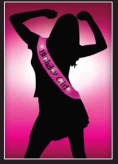 Flashing Birthday Girl Sash Pink With Black Writing