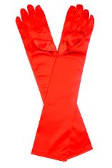 Red Satin Gloves Long