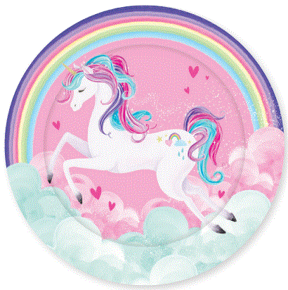 Paper Plate Unicorn Rainbow 8 Pack
