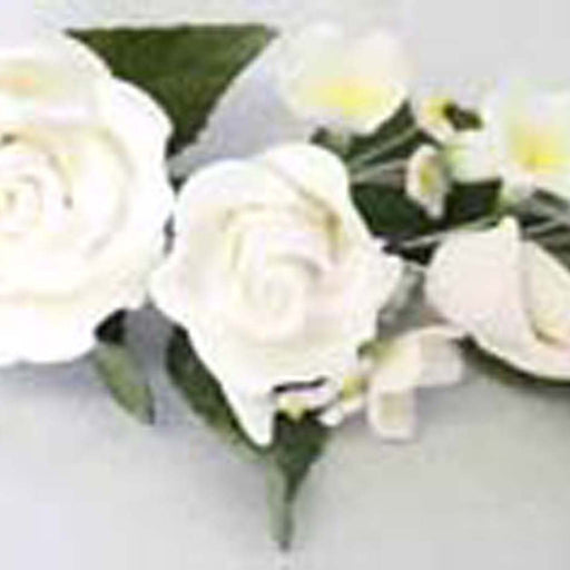 Rose Spray White (4) - Sugar Flowers