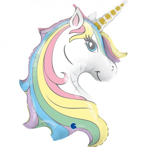 Pastel Rainbow Unicorn Head Shape 39"/99cm