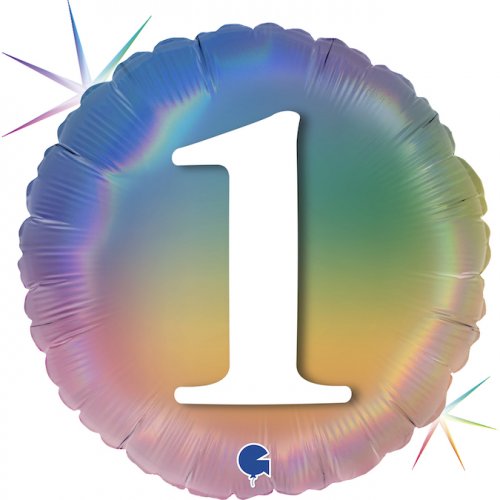 Holographic Pastel Rainbow Foil Balloon 18" 45cm