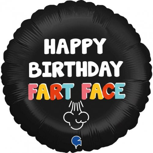 "Happy Birthday Fart Face" Holographic 18" Foil Balloon