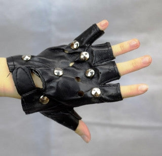 Black Fingerless Gloves Punk With Studs