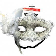 Masquerade Mask GlitterStar with White Flower