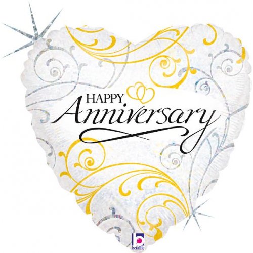 Foil Balloon Filigree Anniversary Holographic 18"