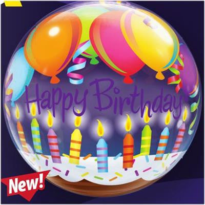 Birthday Balloons And Candles Bubble Balloon 55cm