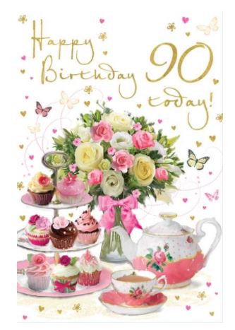 "Happy Birthday, 90 Today!" Card