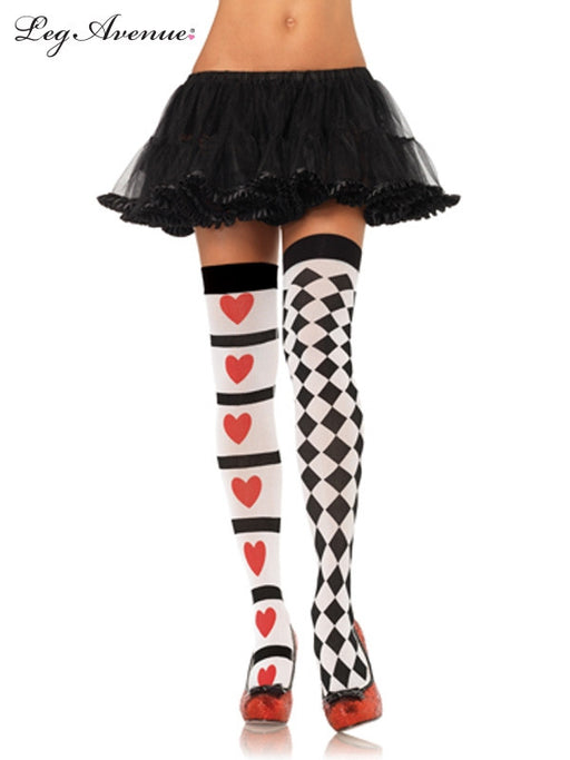 PANTYHOSE HARLEQUIN AND HEART THIGH HIGH