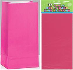 12 Paper Bags - Hot Pink - 26cm H X 13cm W (10" X 5")