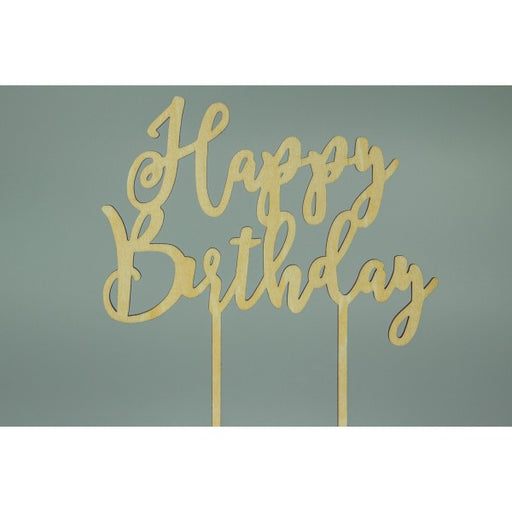 Happy Birthday Wood Look Acrylic Cake Topper
