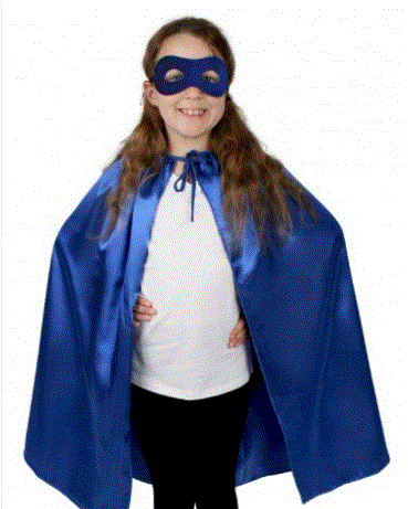 Costume Super Hero Satin Cape & Eye Mask Child Blue