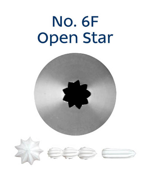 No. 6F Open Star Medium Stainless Steel Piping Tip