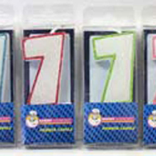 Numeral Candles Assorted Colours - Blue, Red, Green, Pink - 7