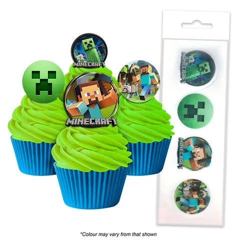 Minecraft Edible Wafer Cupcake Toppers 16 Piece Pack