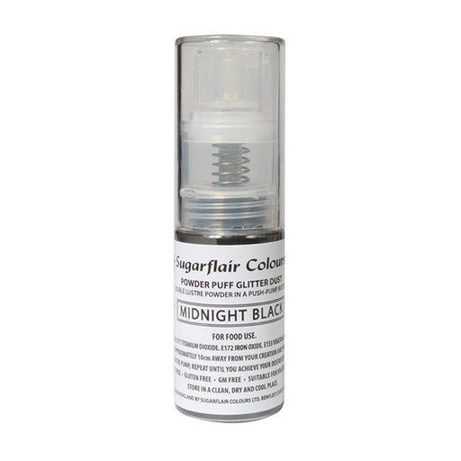 Midnight Black - Powder Puff Glitter Dust - Sugarflair Pump Spray - 10G