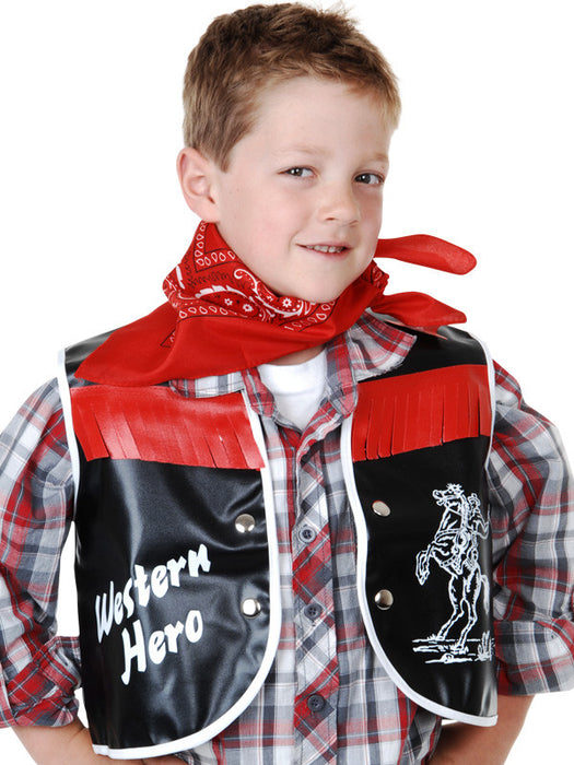 Child Cowboy Vest Black With Bandana