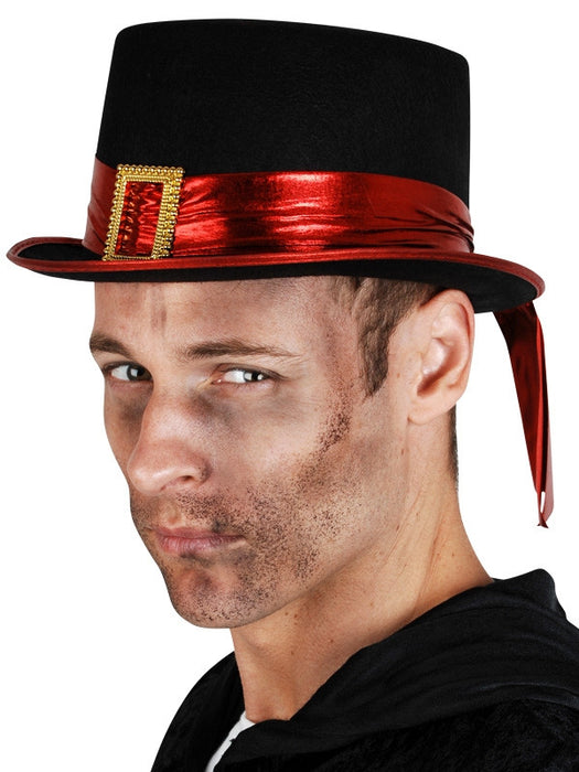 Top Hat Black/Red Band & Gold Buckle