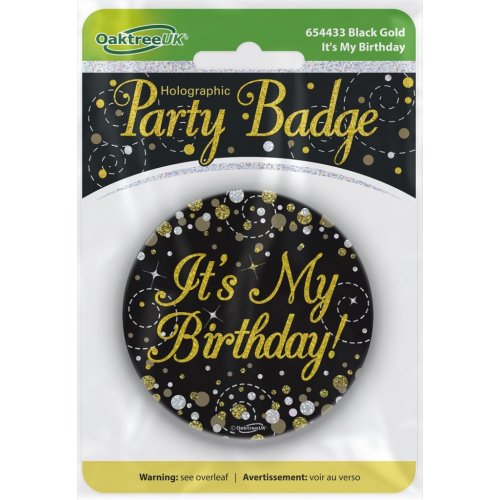 Badge 75mm Sparkling Fizz Black/Gold